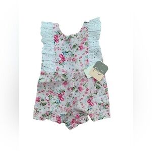 Pastourelle NWT Size 3-6 Months Eyelet Trim Floral Romper